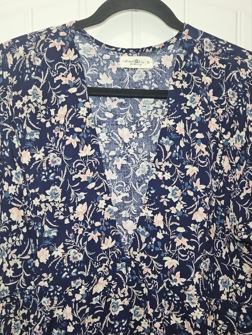 Natural Life Stella navy floral babydoll dress Medium Women's - Picture 3 of 10